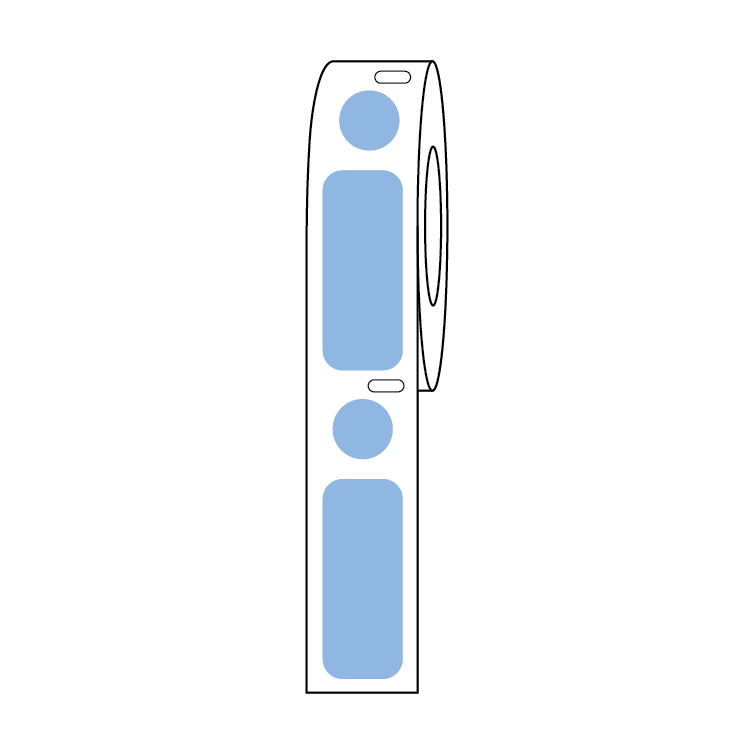 Globe Scientific Label/Dot Combo Roll, Cryo, Direct Thermal, 33x13mm & 9.5mm Dot, for 2.0mL Tubes, Blue Image